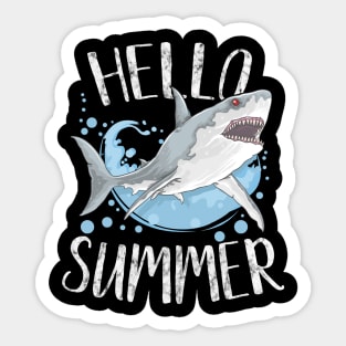 Hello Summer Shark Illustration Gift for Shark Lovers Sticker